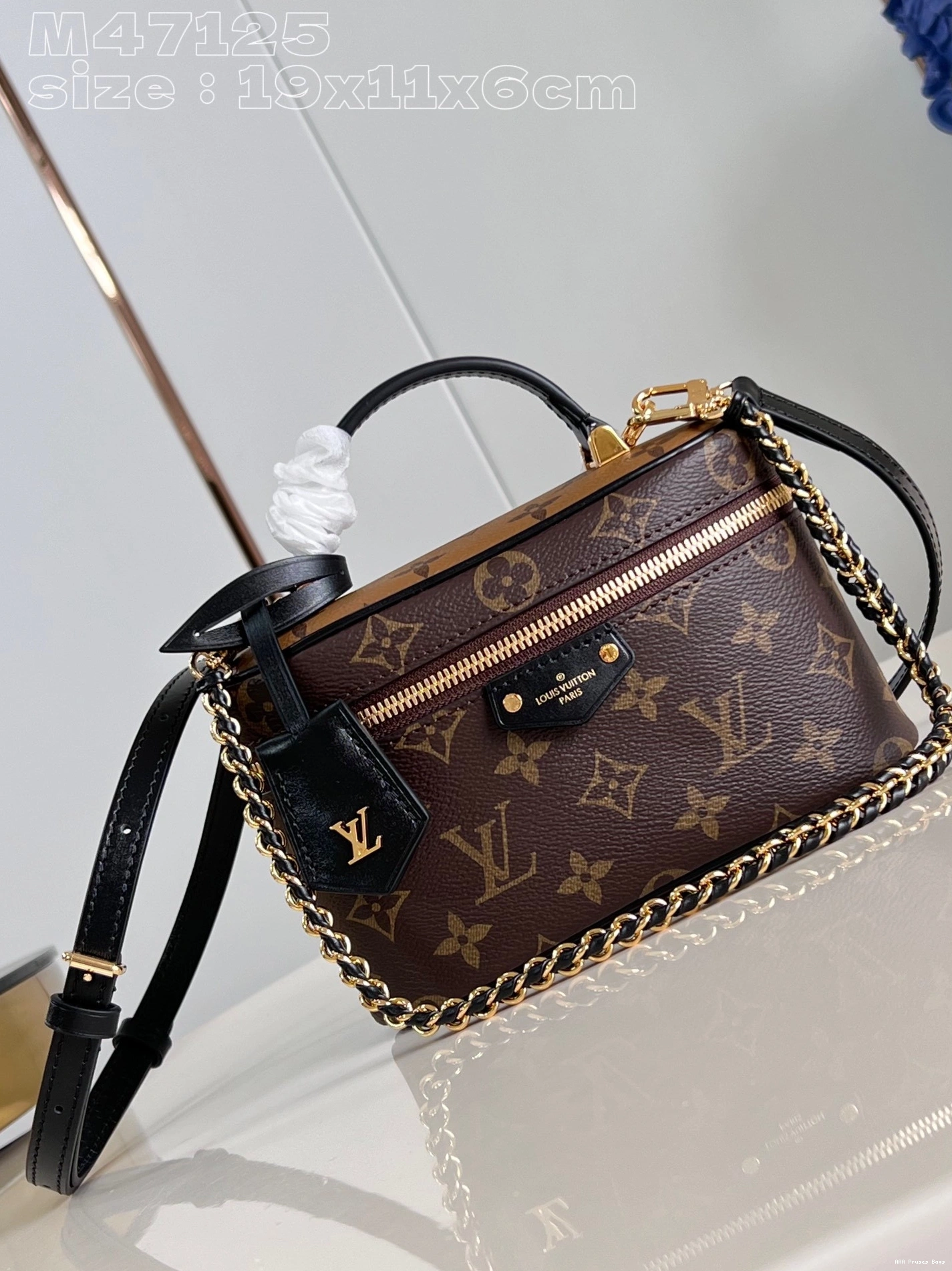 AAA Pruses Bags x LOUIS x 6.5 VUITTON CM Vanity Pouch-19 Chain 11.5 0714